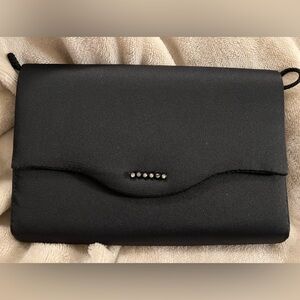 Loredana Elegant Black Satin Evening Clutch